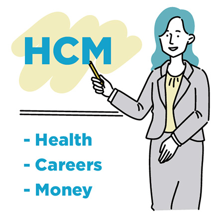 HCMはHealth, Careers, Moneyの略