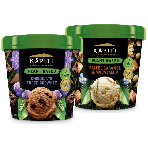 KAPITI Plant Based Salted Caramel & Macadamia, Chocolate Fudge Brownie