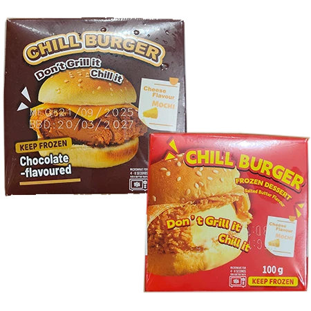 ① CHILL BURGER（チルバーガー）
「冷やして完成！チョコ×モチの“チル”バーガー」