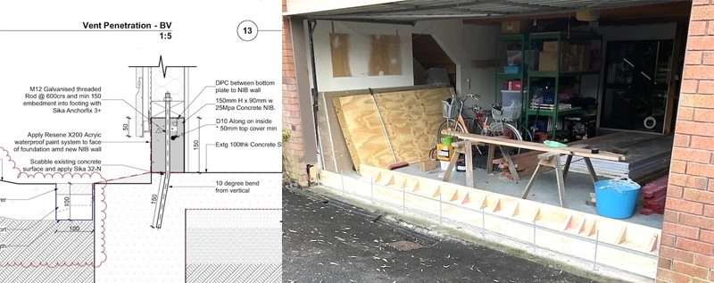 ガレージドアを外して壁に